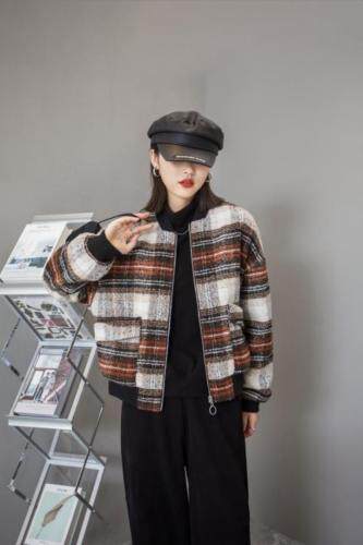 【现货】呢料加棉加厚棒球服外套,女装,壹题YITI