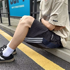 冰丝短裤男款夏季薄款透气宽松运动休闲中裤子男士条纹速干五分裤，男装牛仔裤，四季星座505