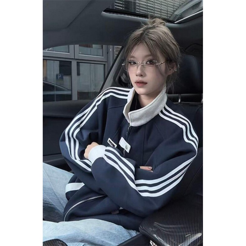 重磅硬挺boxy拼接织带翻领卫衣男秋季美式潮牌宽松休闲上衣服外套,男装夹克,电商A061