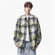 衬衫男春季新款港风宽松大码扎染长袖衬衣CS3098-特P30，男装衬衫，星座214-3