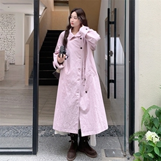 【新款】设计感慵懒风立领长款皱感风衣2C372-830-P175控258，女装风衣，2C372