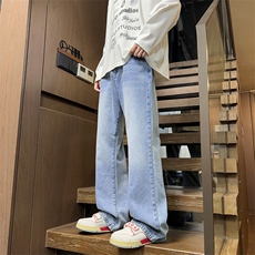 美式高街微喇牛仔裤男春季宽松腰青少年百搭长裤vibe风J8091-P45，男装牛仔裤，星座509