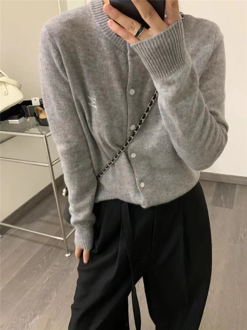 薄款衣服女圆领毛衣外套短款针织开衫长袖内搭打底衫,针织衫/毛衣,半城羊绒
