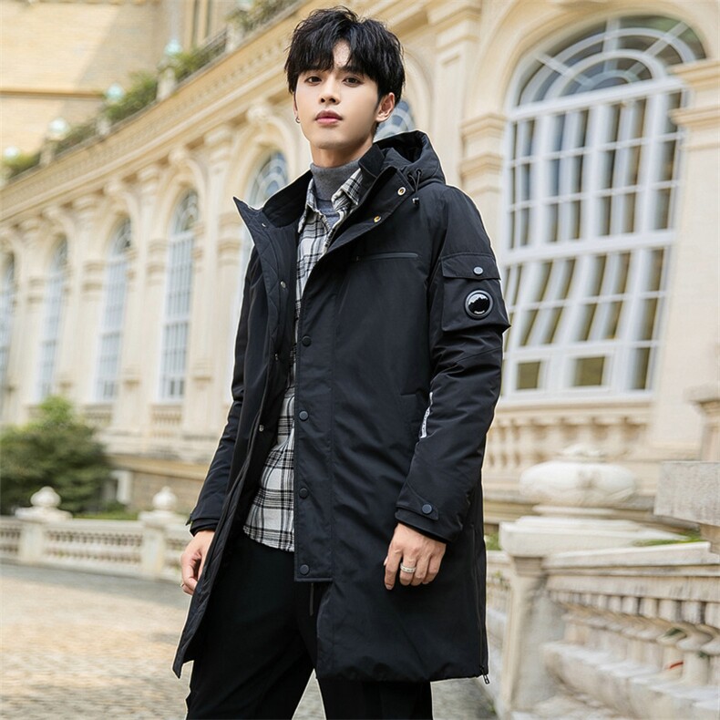 男士羽绒服2020冬季新款中长款连帽加厚外套DS581T图片