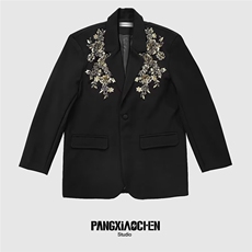港风春款男女西服刺绣西装外套有垫肩大码S-5XLJK0033P75，男装西服套装，星座1013-1