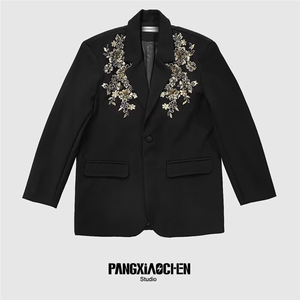 港风春款男女西服刺绣西装外套有垫肩大码S-5XL JK0033 P75图片