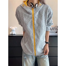 网图有货美式撞色连帽开衫卫衣男女宽松百搭拼接外套A1198-P58，女装短外套，星座1505