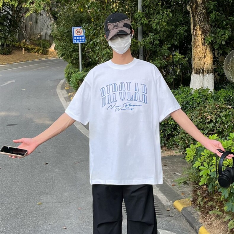 M468-P35刺绣款短袖t恤夏季宽松潮流ins情侣款上衣,男装T恤,星座617A-1（原B318A）