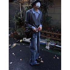 休闲内搭针织衫男款上衣长袖polo衫男高级感时尚拼接假两件毛衣男，男装Polo衫，四季星座505