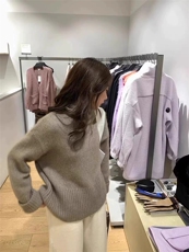 设计感小众高领打底衫女宽松套头针织毛衣高级感百搭，女装针织衫/毛衣，解氏羊绒