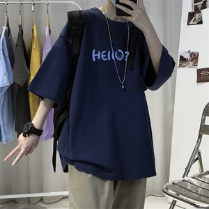 T02情侣中性休闲宽松半截袖圆领短袖T恤学生青少年文艺TEE大码潮图片