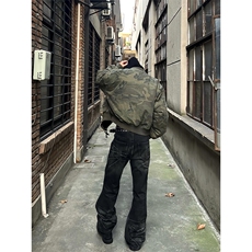 假两件连帽迷彩棉服外套男款bomber美式ma1飞行员夹克棉衣棒球服，男装夹克，星座908-1