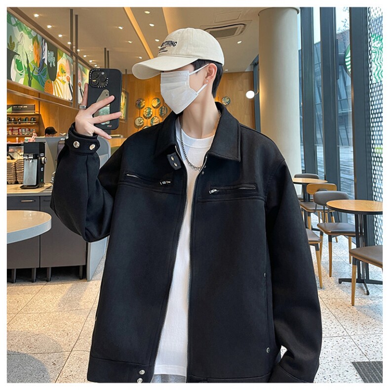 高品质秋款男工装拉链夹克麝皮绒宽松休闲外套J015P70,男装夹克,星座1013-1