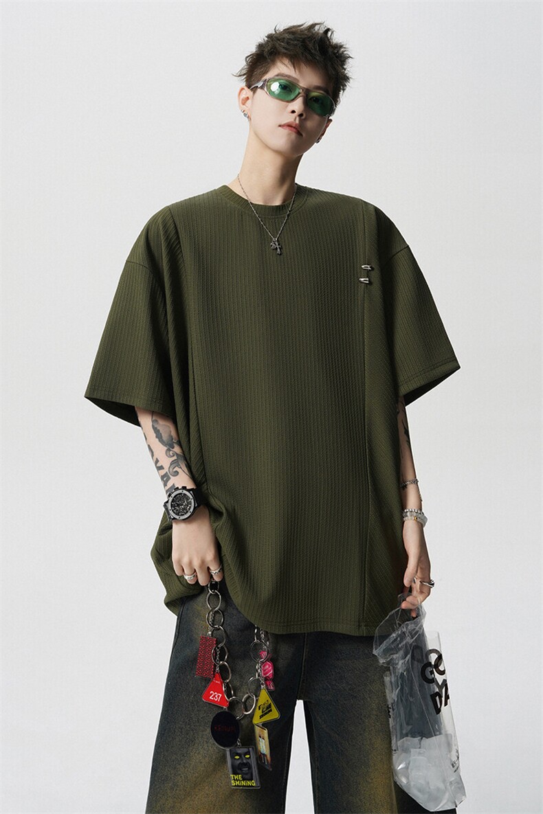 超大码金属标手工设计肌理感短袖T恤8XL-M垂感冰丝半袖DX1220/P38,男装T恤,电商B238