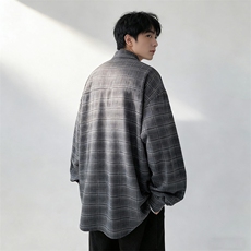 宽松格子衬衫男A147-P45，男装衬衫，电商D312