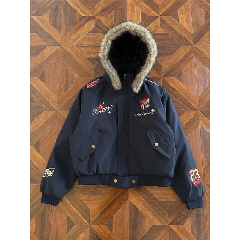 网图美式刺绣徽章座山雕棉衣外套保暖夹克棉服 A025-KY1819-P80图片