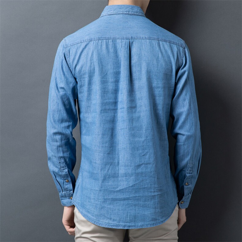 H5625钱塘2020-1秋冬精品男士牛仔百分百纯棉衬衣舒适P55,男装衬衫,钱塘207-1