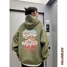 麂皮绒连帽卫衣直播品质重磅400克水彩云印花JL7117-45控78，男装卫衣，星座508（原C305）