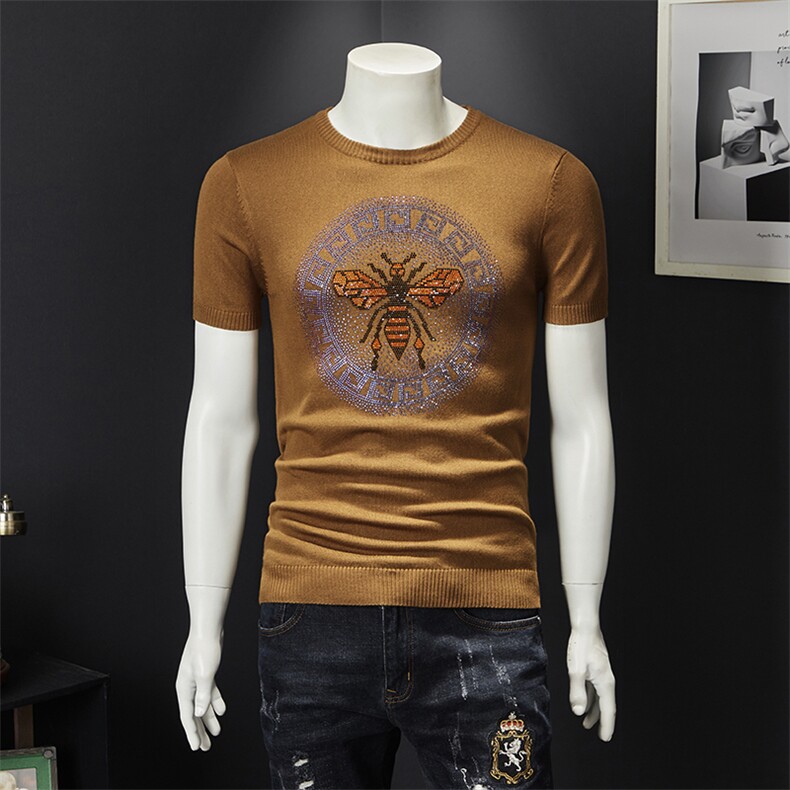 2021秋冬新款男士烫钻短袖毛衣QT7111008P75假模，男装针织衫/毛衣，钱塘6066（原711）