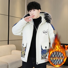 2025冬季新款男士韩版派克服加绒加厚外套带毛领-1618-P85，男装棉衣，星座1105