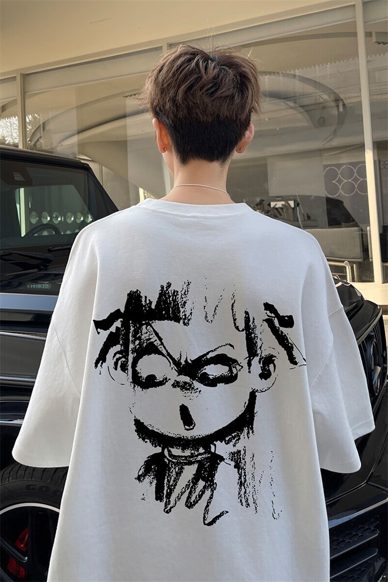 夏季新款炸街痞帅短袖T恤男潮半袖宽松体恤情侣装打底衫D014/P25,男装T恤,电商B209