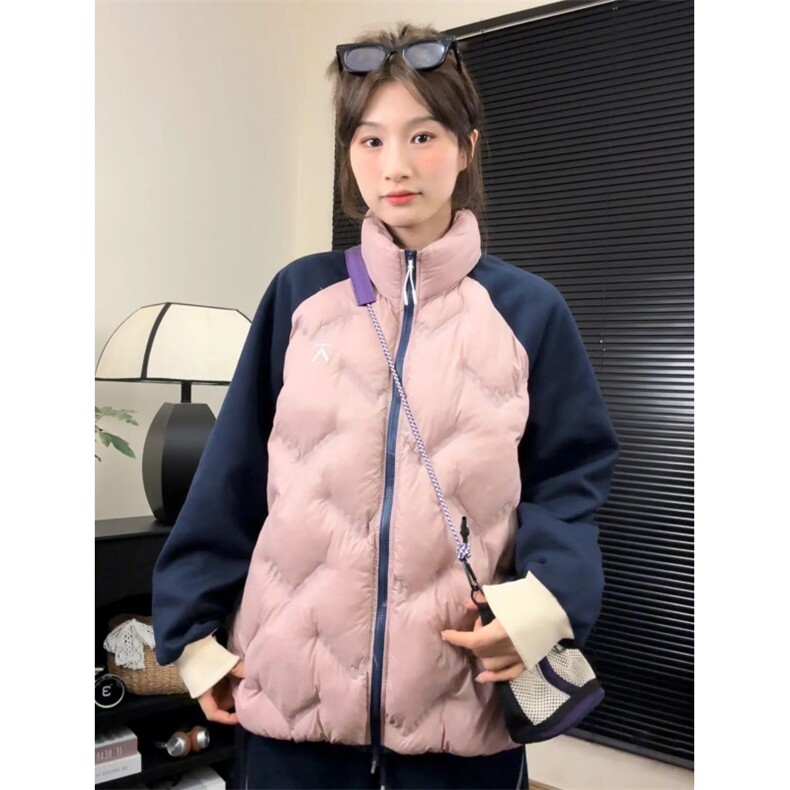 网图冬季新款菱格立领拼色保暖棉衣外套男女同款WT52特P118,男装棉衣,电商C310