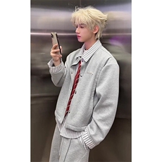 cleanfit假两件条纹拼接衬衫卫衣男款翻领高级Y731-P55，男装衬衫，星座1109-4