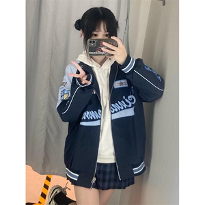 复古玉桂狗机车冲锋服男女秋冬新款设计百搭宽松显瘦外套 W1818图片