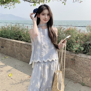夏季新款韩系甜美减龄百搭显瘦开衫+半身裙两件套套装女图片