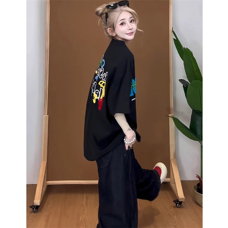 万针全刺绣工艺抖音得物高品质260克重磅纯棉双纱美式高街短袖T恤,男装T恤,电商A486