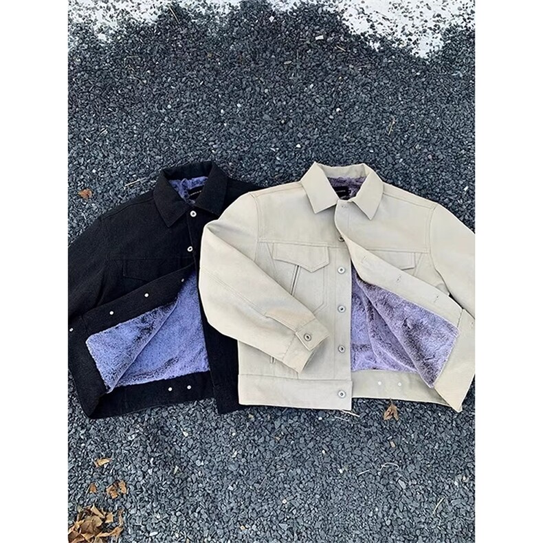 (非揭阳货)水洗帆布加绒军布仿兔毛夹克棉服男XZ514-2-MY34-P100,男装夹克,星座514-2(原B239)
