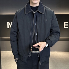 标50绒2025冬季跑量新款男士假两件老钱风翻领白鸭绒羽绒服夹克，男装夹克，电商A225