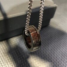 G1841欧美戒指吊坠个性项链创意男士钛钢吊坠T恤链毛衣链配饰，项链，星座510A-2