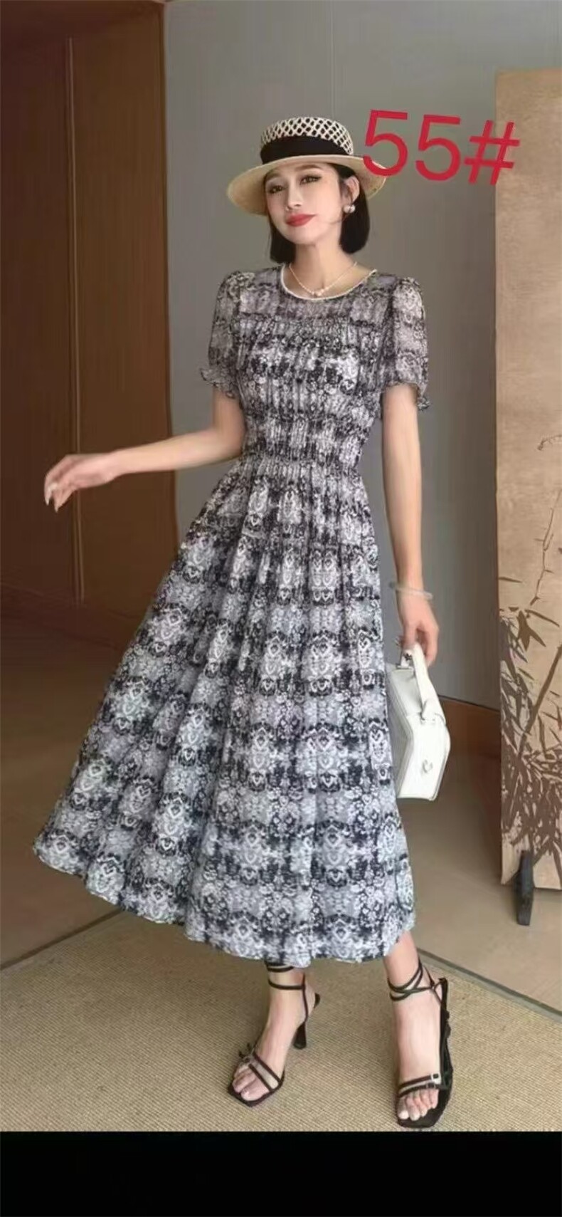 2025时尚百搭简约碎花连衣裙,女装连衣裙,翩雅女装供货