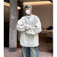 26春装高品质老钱风立领夹克外套男女美式潮牌拉链工装风宽松上衣，男装夹克，电商A486