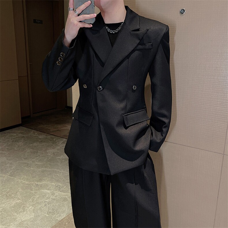 红小众立体垫肩廓形收腰西装男夜店男模轻奢西服XZ0090P130，男装西服，电商B267