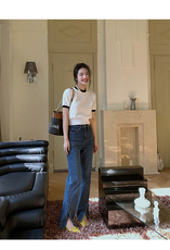 短袖纯色套头圆领通勤时尚气质针织衫2024年秋季，女装针织衫/毛衣，百纯羊绒