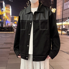 撞色拼接工装夹克港风秋冬季牛仔外套男宽松痞帅上衣JK677，男装夹克，星座1116A-1（原606A）