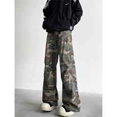 新款美式潮牌直筒裤高街潮流宽松工装裤男迷彩休闲长裤X8055-P65，男装工装外套，星座1008
