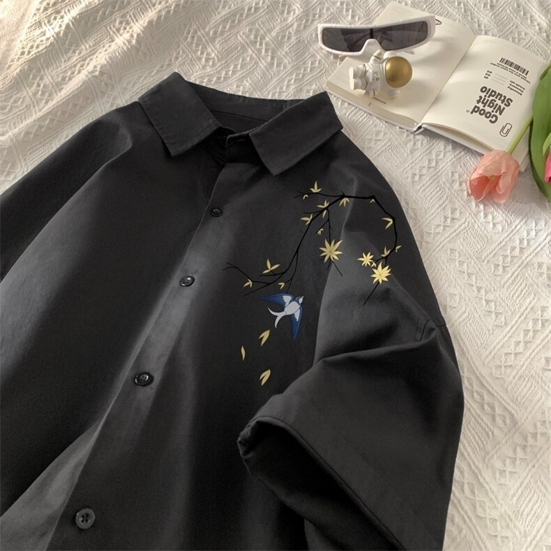 新品燕子印休闲衬衣男女情侣装韩版潮流搭长袖衬衫LS9223P36，男装衬衫，星座1013-5