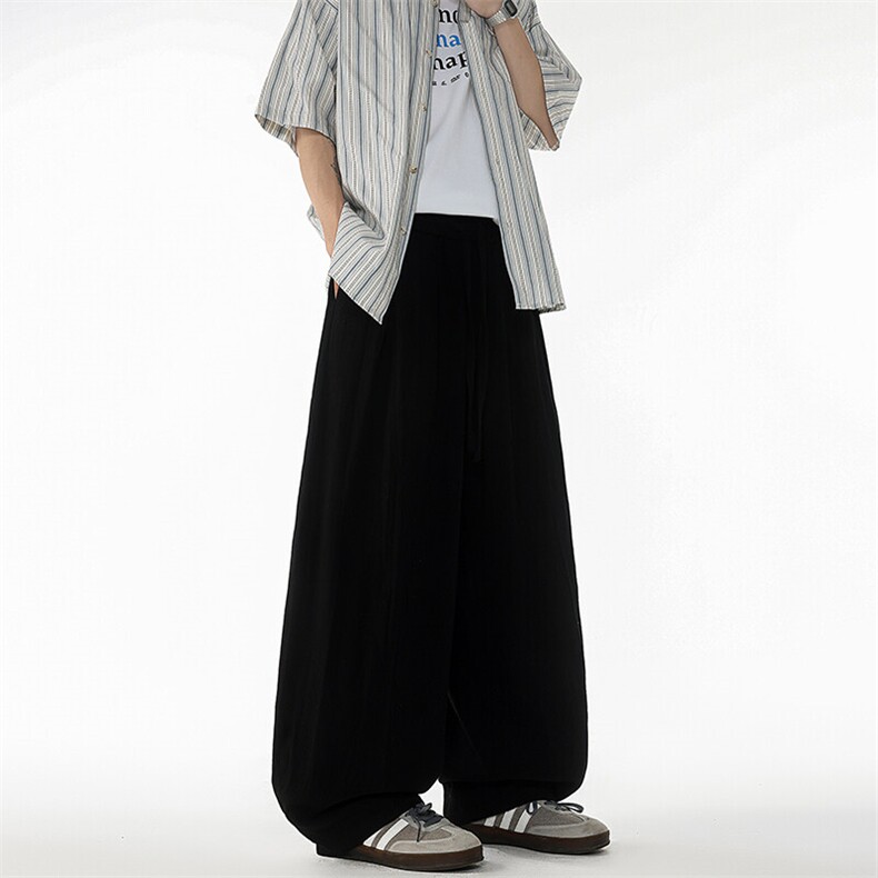 8XL-M亚麻弯刀裤直筒阔腿裤子男夏季宽松大码运动灯笼裤KZ068P60,男装休闲裤,电商B312