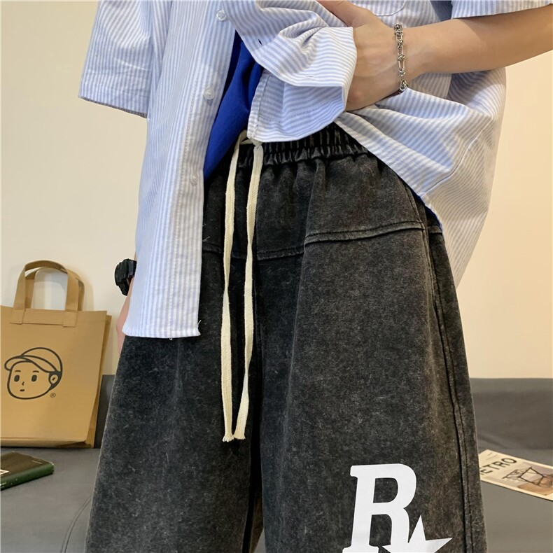 春夏新款重磅水洗印花短裤XZ604-DK103-P45控58,男装牛仔裤,星座604