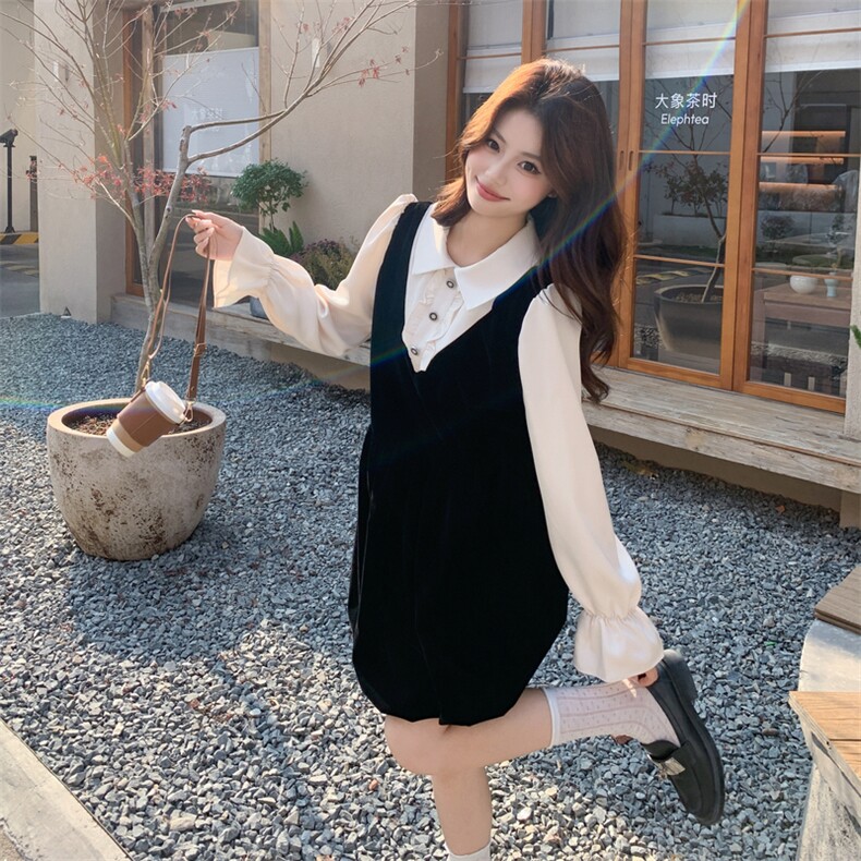 26春新款现-赫本风简约休闲丝绒连衣裙2608-P160K258,女装连衣裙,2B190