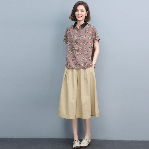 2021夏季时尚简约大方气质优雅印花碎群两件套,女装套装/套裙,悦见她