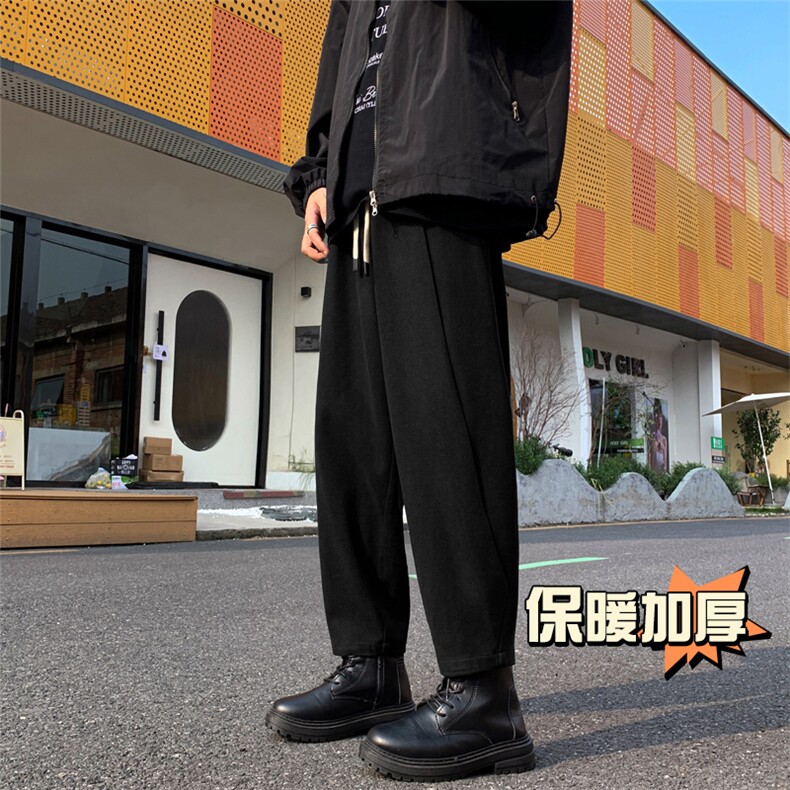 冬季新款加厚抗起球呢料哈伦裤宽松大码休闲萝卜裤小脚男872-P65,男装休闲裤,电商C305A