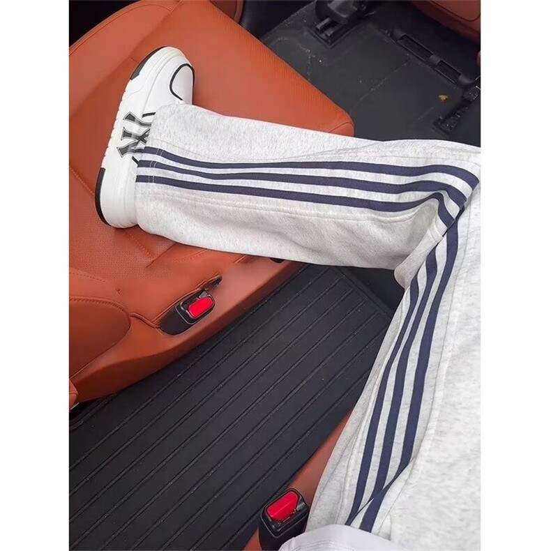 网络图，美式三条杠宽松直筒秋季垂感阔腿卫裤子XZ302B-1-X19P38图片