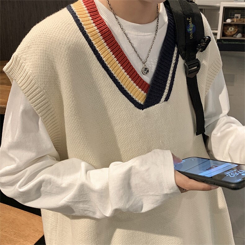 仓库大货秋冬不规则马甲男针织衫男套头针织衫毛衣MJ003-P55,男装背心/马甲,电商A059
