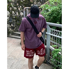 抖音得物直供货高品质短袖240克美式高街麂皮绒印花短袖t恤AJD01，男装T恤，电商A443