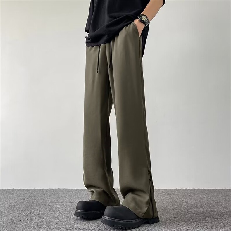 休闲西裤男士韩版潮垂感直筒百搭夏季2024裤脚拉链长裤K5375-P37，男装西裤，星座412-2