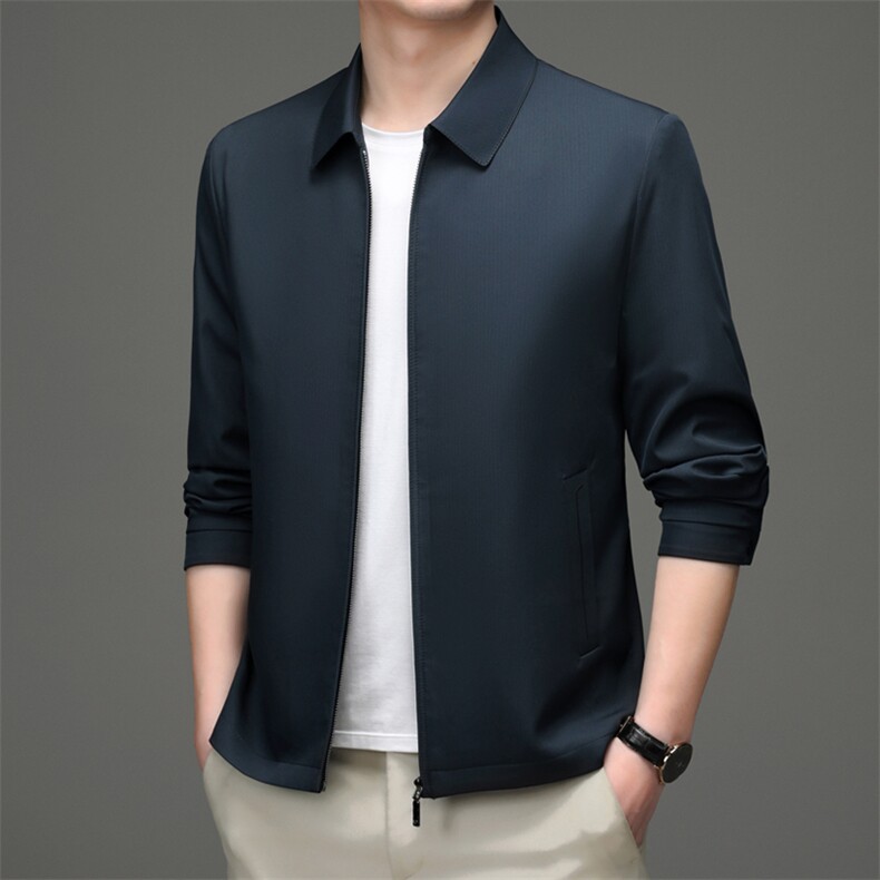 2023春秋季新款男士翻领夹克中年休闲外套商务爸爸装上衣服,男装夹克,电商B212（原钱塘6029）